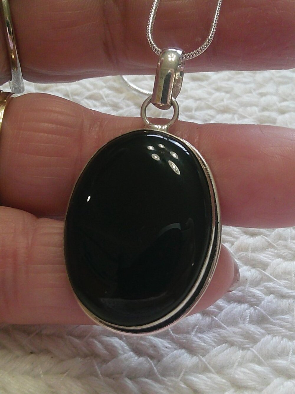 Stunning BLACK ONYX Handmade Sterling 925 Pendant/Chain #222F
